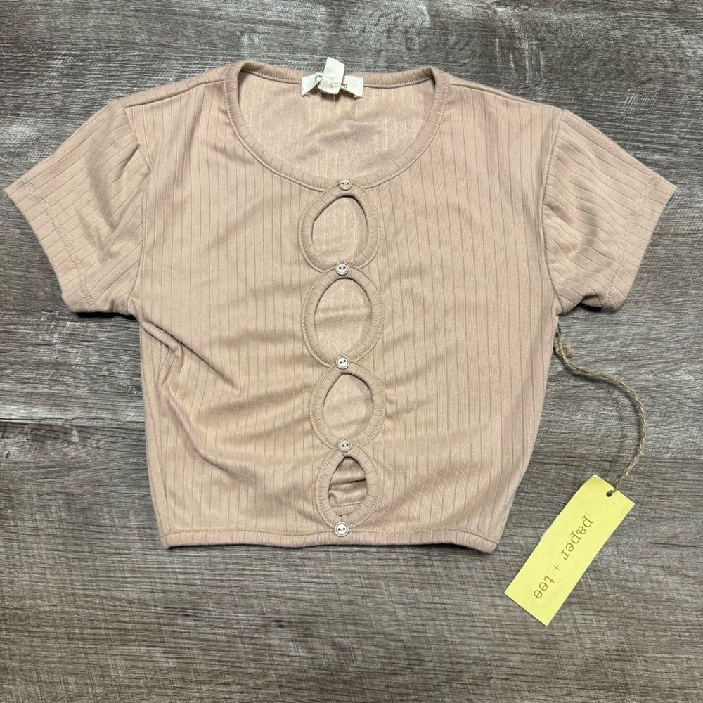 Paper Tee Short Sleeve Crop Top Size XS NWT